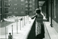 District nurse visiting flats in London. Nurse is from St Thomas, Jamaica - 1959